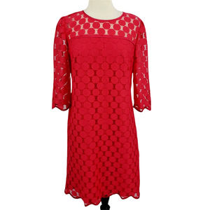 Adrianna Papell Sheer Illusion Hot Pink Sheath Dress US Size 10